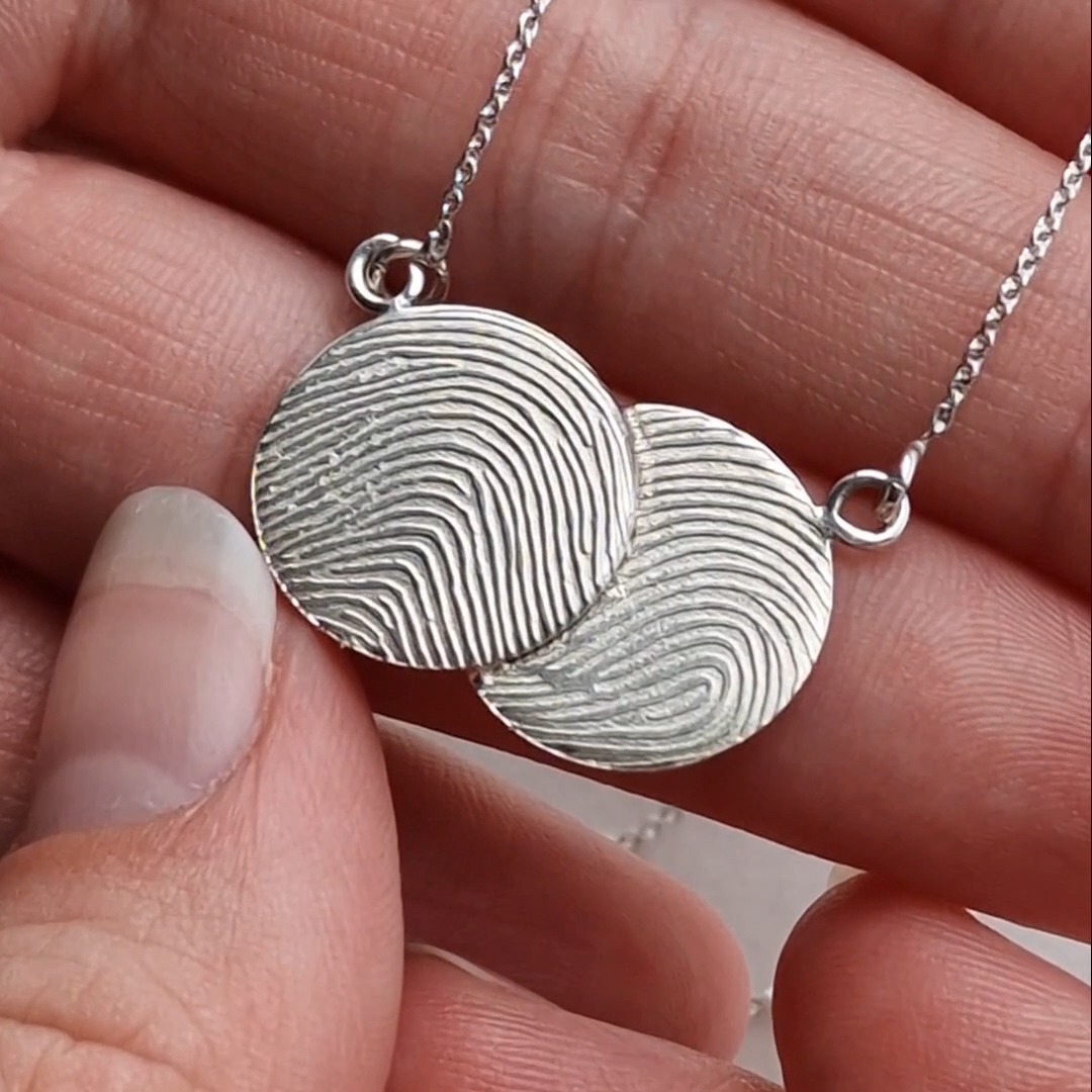 Fingerprint Necklace Round with Heart Imprint